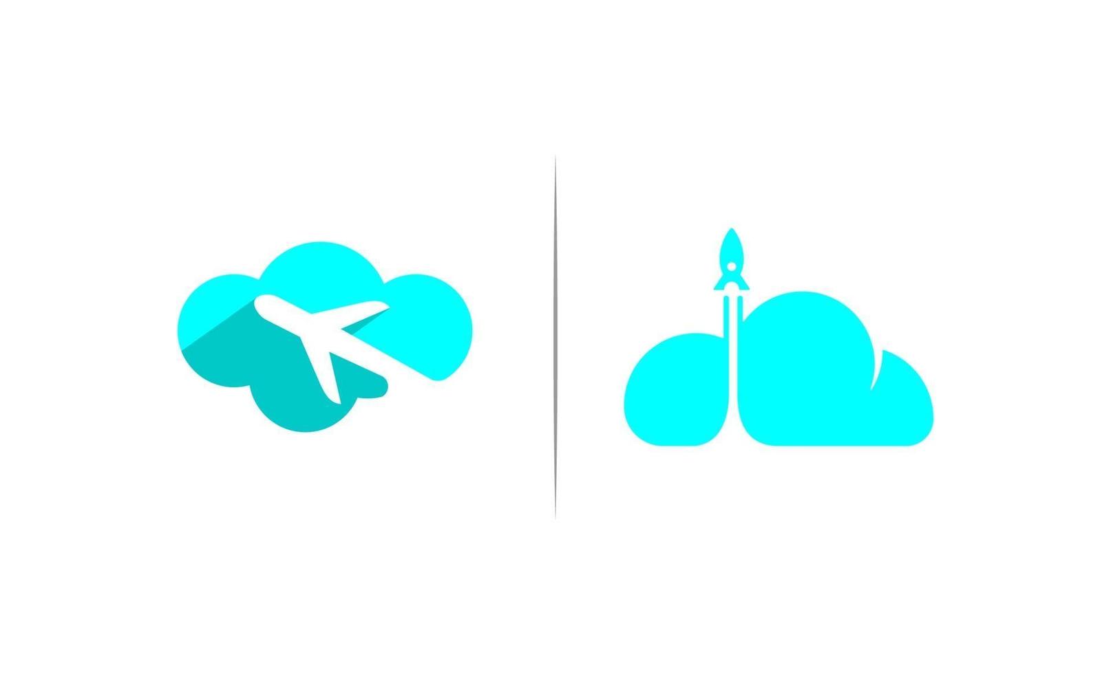 moln reser och raket logo design vektor