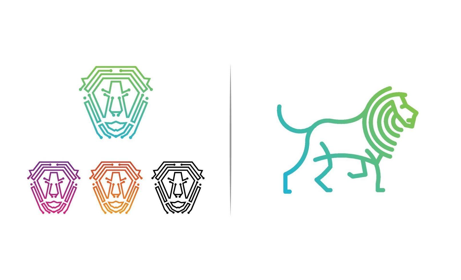 Löwenlinie Logo Vorlage Vektor-Illustration Symbol Element isoliert - Vektor