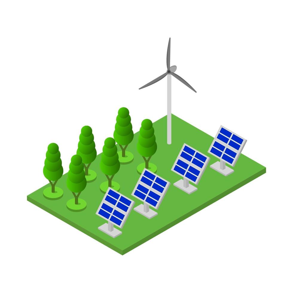 isometrisches Solarpanel auf weißem Hintergrund vektor