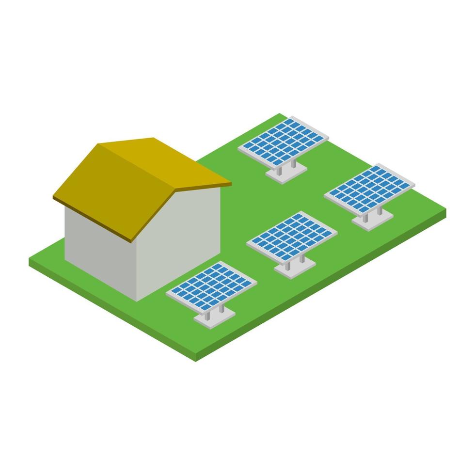 isometrisk solpanel på vit bakgrund vektor