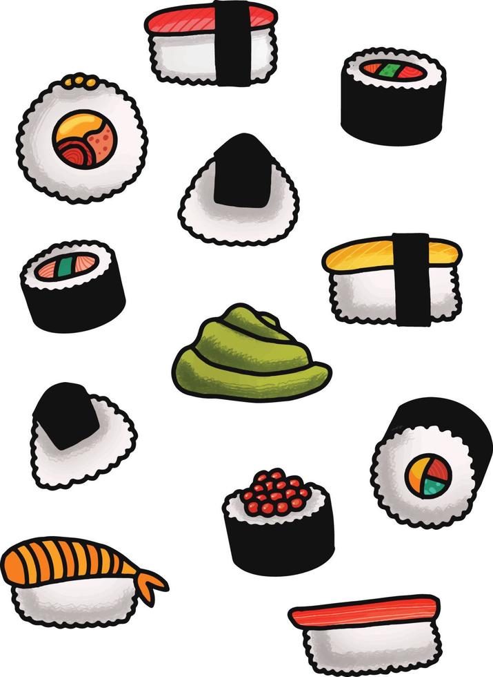 sushi i vit bakgrund tapet vektor