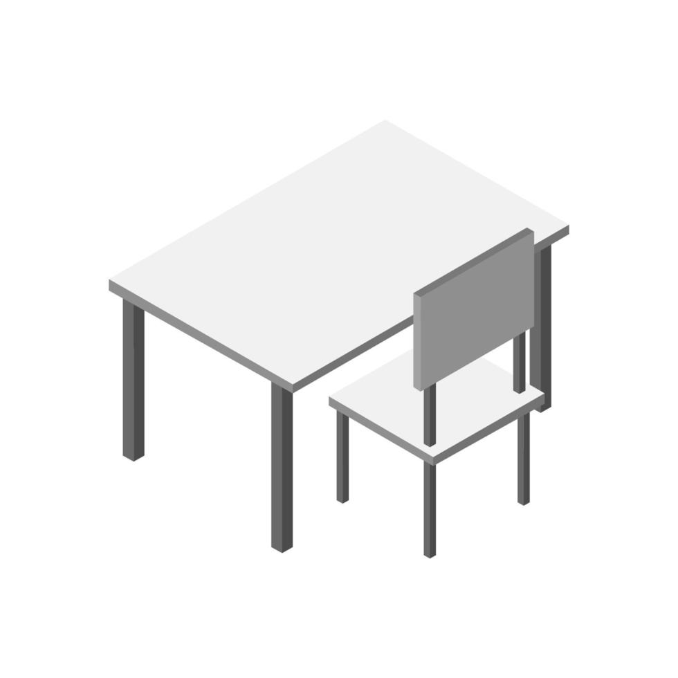 isometrisk skolskrivbord på vit bakgrund vektor
