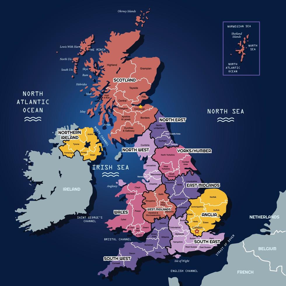 Landkarte von Großbritannien vektor