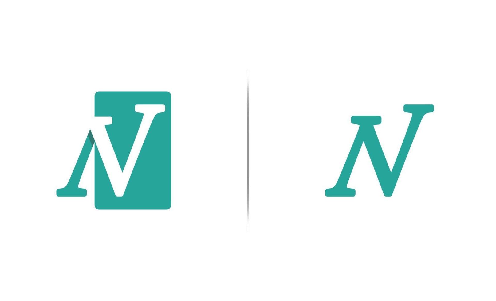 initial n, nv eller v koncept logotyp mall vektorillustration vektor