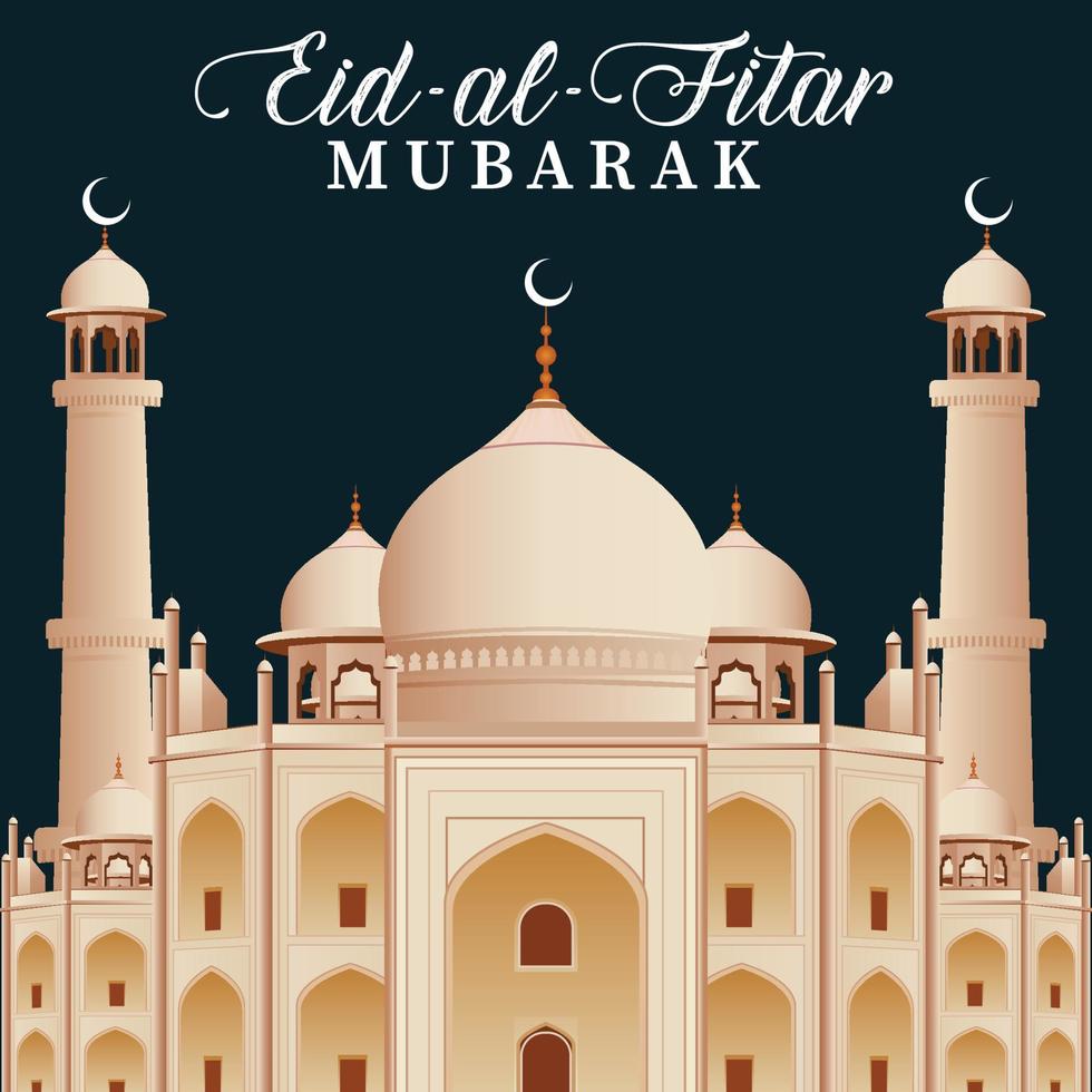 eid al fitar mubarak med masjid vektor illustration