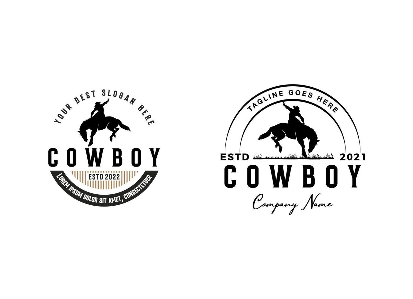 årgång cowboy logotyp design vektor