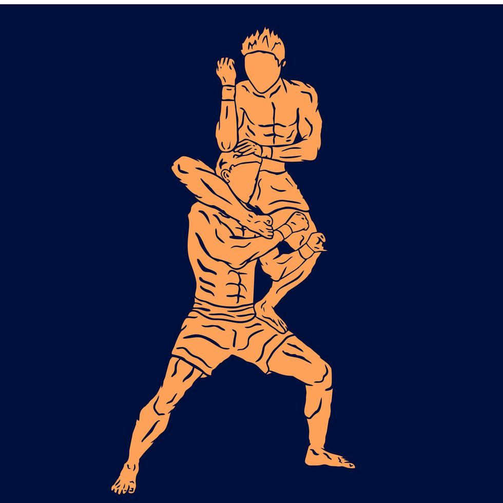 illustration vektor muay thai silhuett logotyp ikon