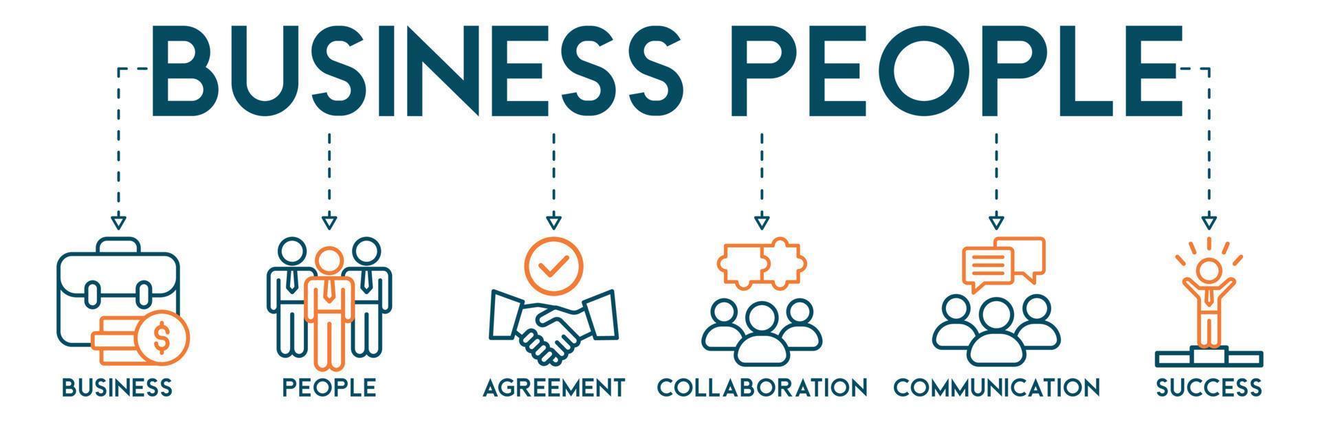 Geschäft Menschen Banner Netz Symbol Vektor Illustration Konzept mit das Symbol von Zusammenarbeit, Geschäft, Menschen, Vereinbarung, Kommunikation und Erfolg