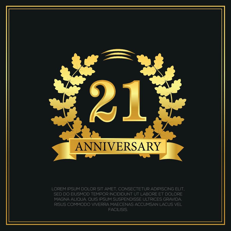 21 Jahr Jahrestag Feier Logo Gold Farbe Design auf schwarz Hintergrund abstrakt Illustration vektor