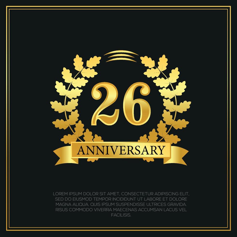 26 år årsdag firande logotyp guld Färg design på svart bakgrund abstrakt illustration vektor