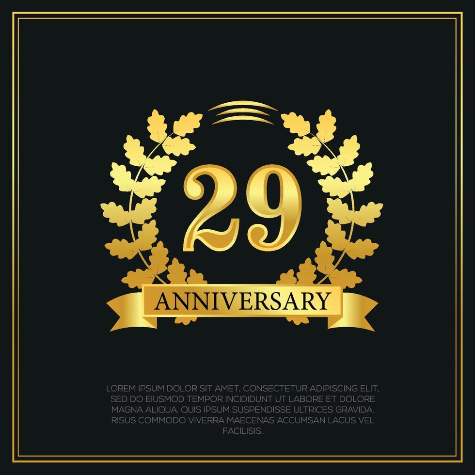 29 år årsdag firande logotyp guld Färg design på svart bakgrund abstrakt illustration vektor