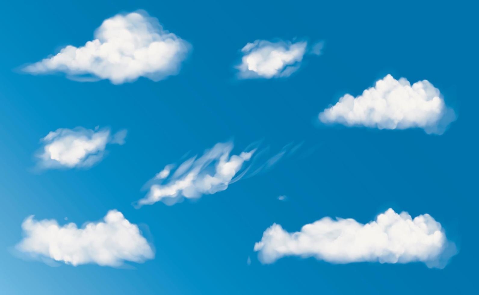 Vektor weiße flauschige Wolken im blauen Himmel Vektor