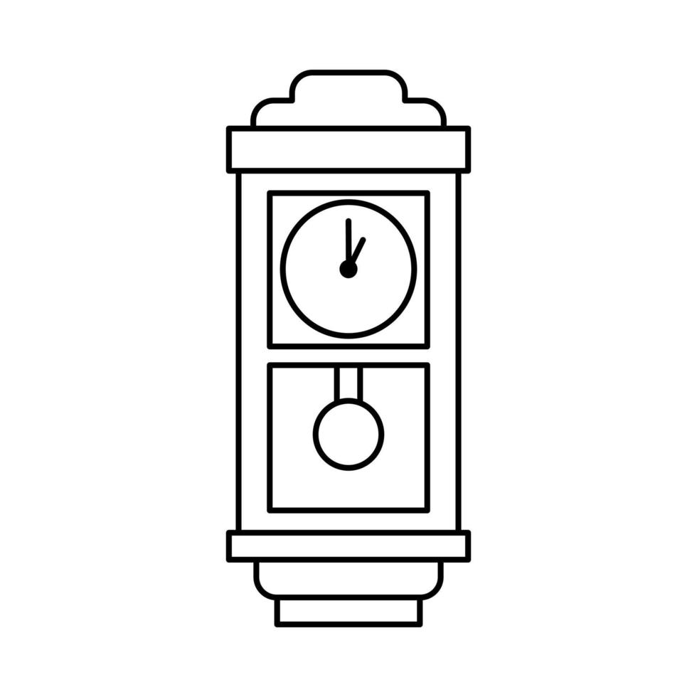 alt Mauer Uhr im Gliederung Stil. zeigen einer Ö' Uhr. isoliert auf Weiß Hintergrund. Vektor Illustration.