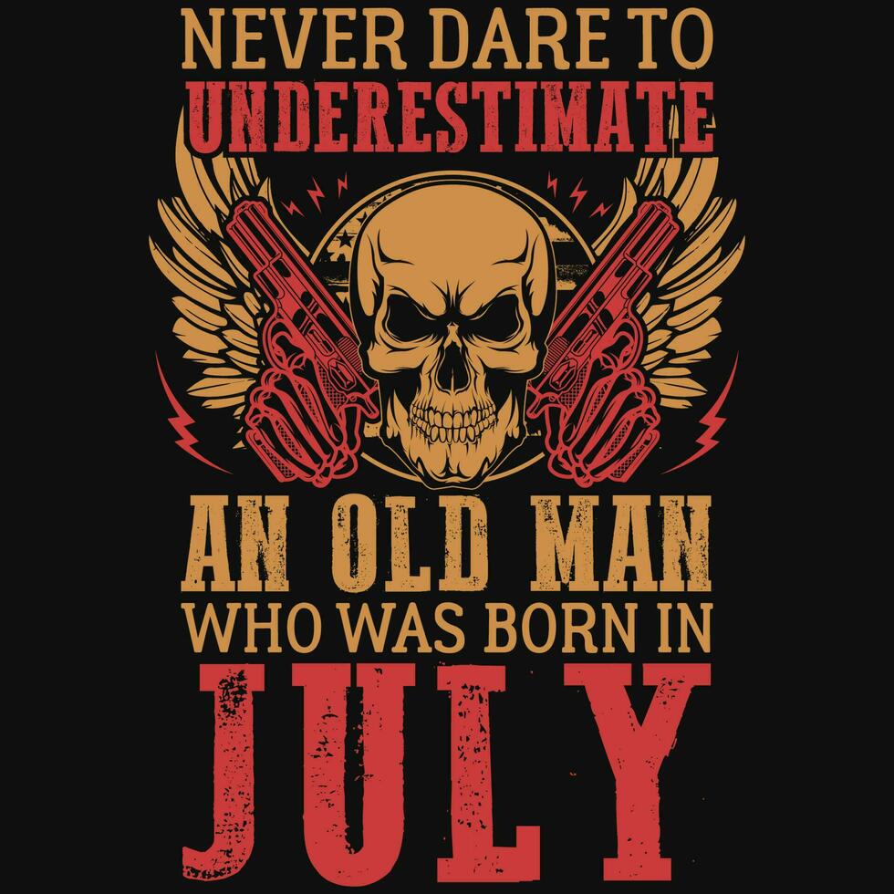 noch nie Wagen zu unterschätzen geboren im Juli Geburtstag T-Shirt Design vektor