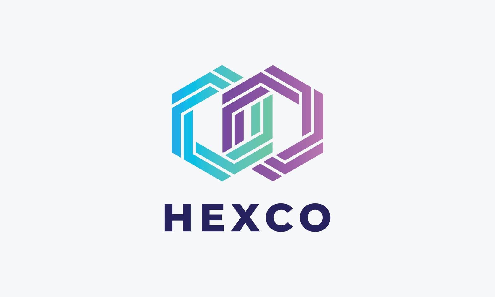 Logo Vektor doppelt Hexagon minimalistisch Verknüpfung Verbindung Kette Konzept korporativ Technologie Logo modisch