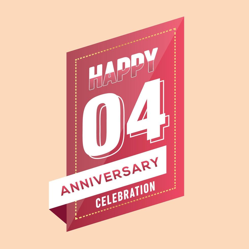 04:e årsdag firande vektor rosa 3d design på brun bakgrund abstrakt illustration