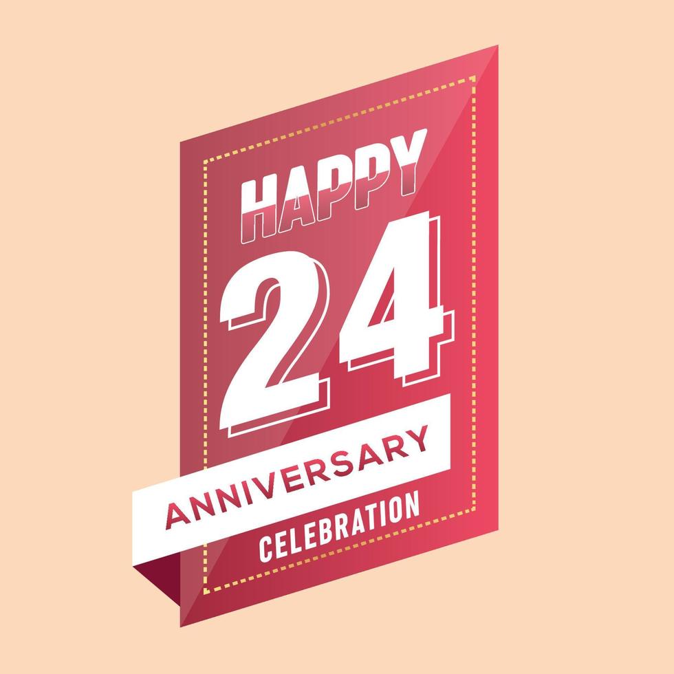 24:e årsdag firande vektor rosa 3d design på brun bakgrund abstrakt illustration