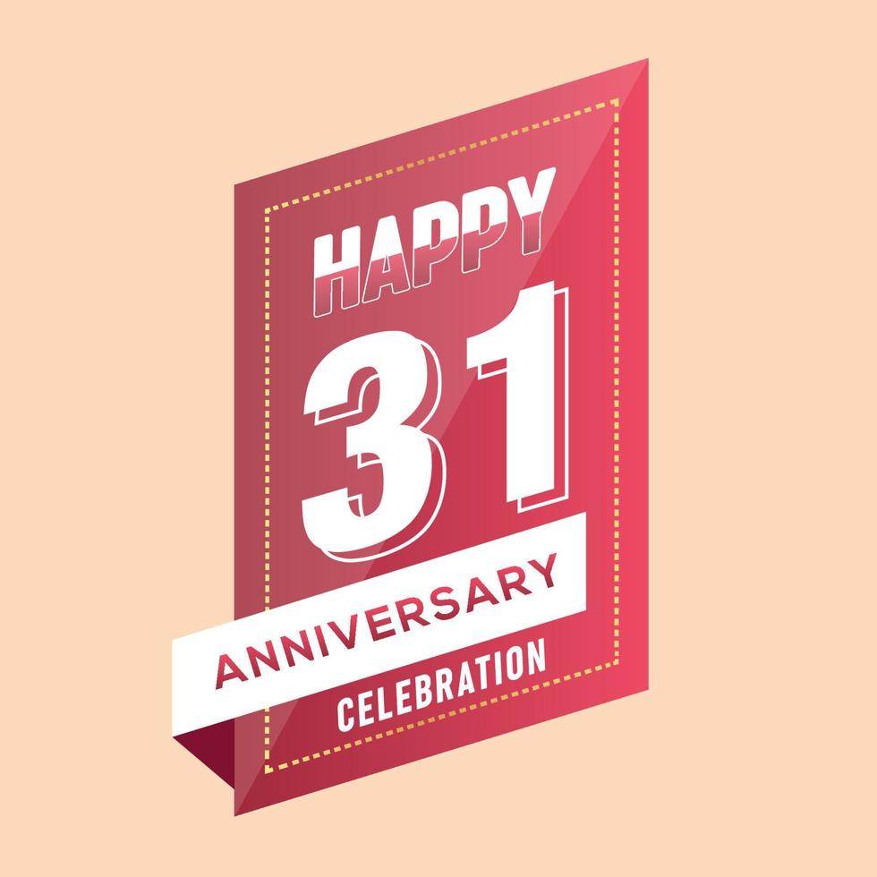 31: a årsdag firande vektor rosa 3d design på brun bakgrund abstrakt illustration