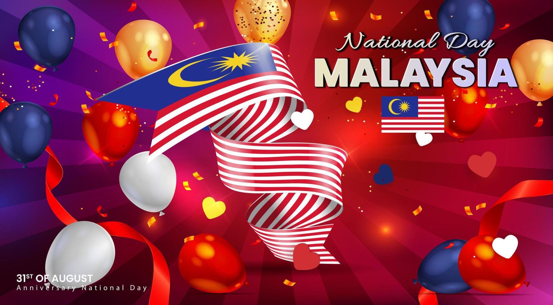 Lycklig årsdag nationell dag av malaysia. design illustration för banderoller och posters vektor