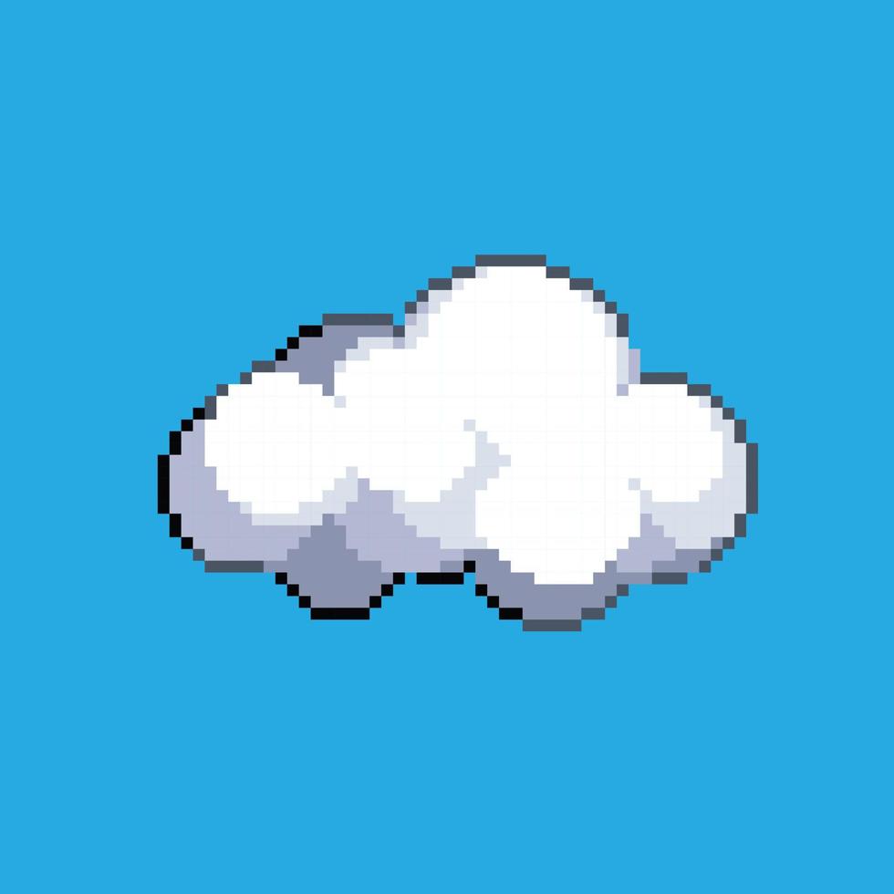 Pixel Kunst Illustration Wolke. pixelig Wolke. Weiß Himmel Wolke pixelig zum das Pixel Kunst Spiel und Symbol zum Webseite und Video Spiel. alt Schule retro. vektor