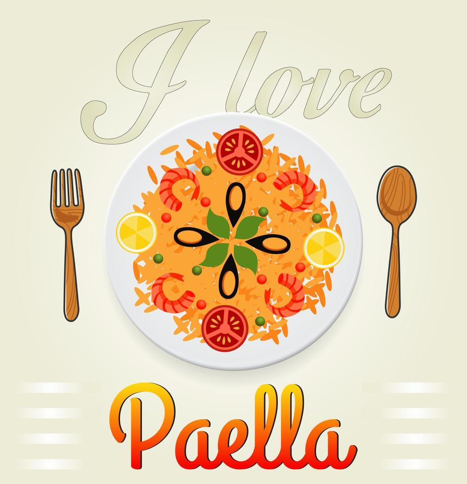 ich Liebe Paella, Spanisch Paella vektor