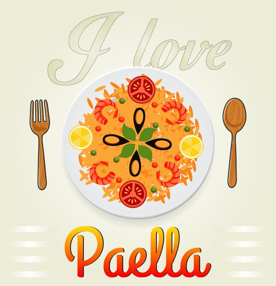 jag kärlek paella, spanska paella vektor