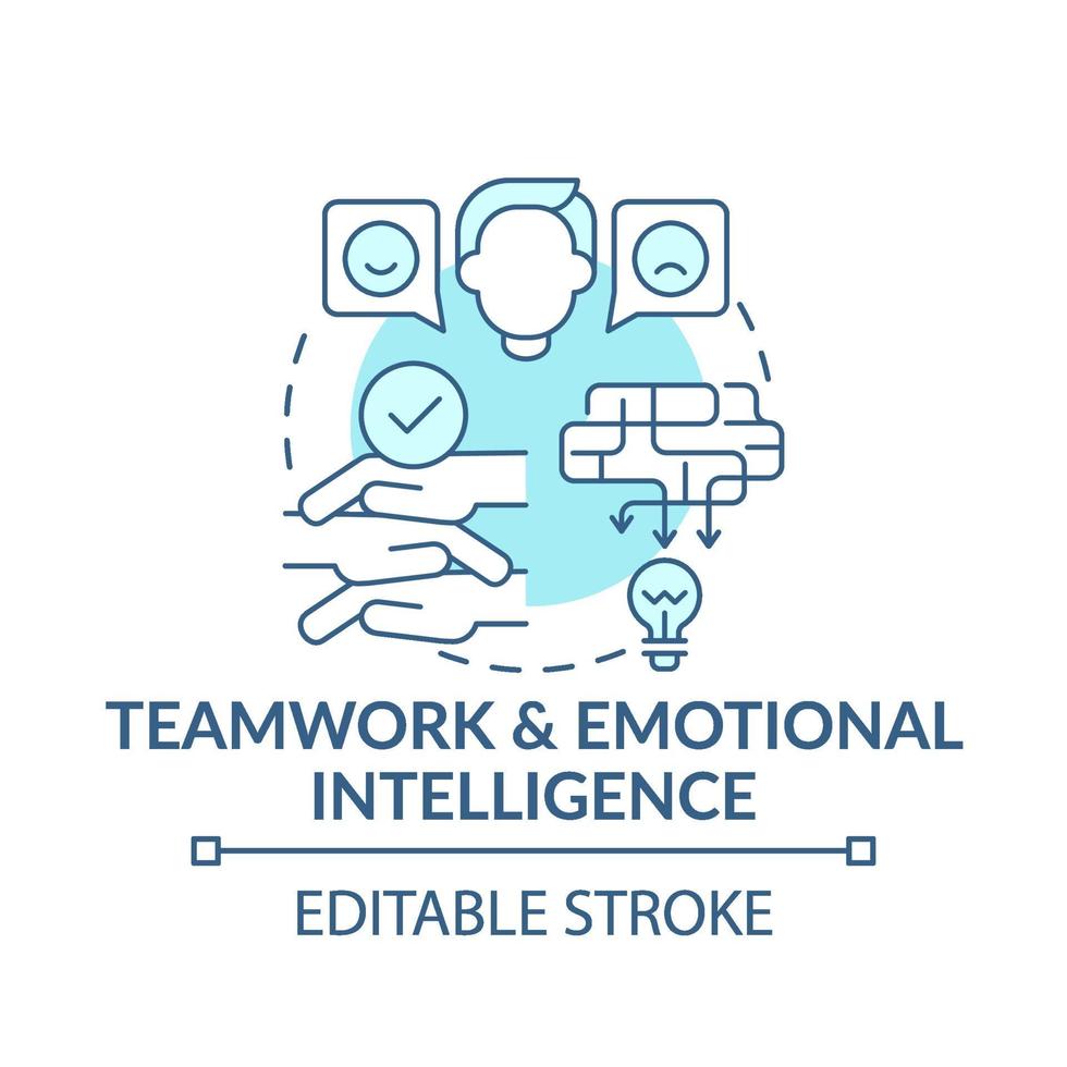 blaue Konzeptikone für Teamarbeit und emotionale Intelligenz vektor