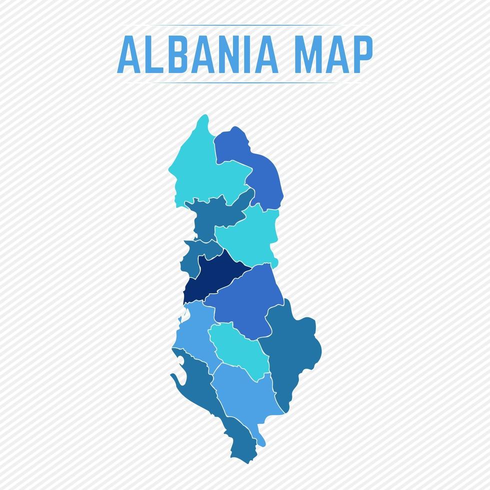 albanien detaljerad karta med stater vektor