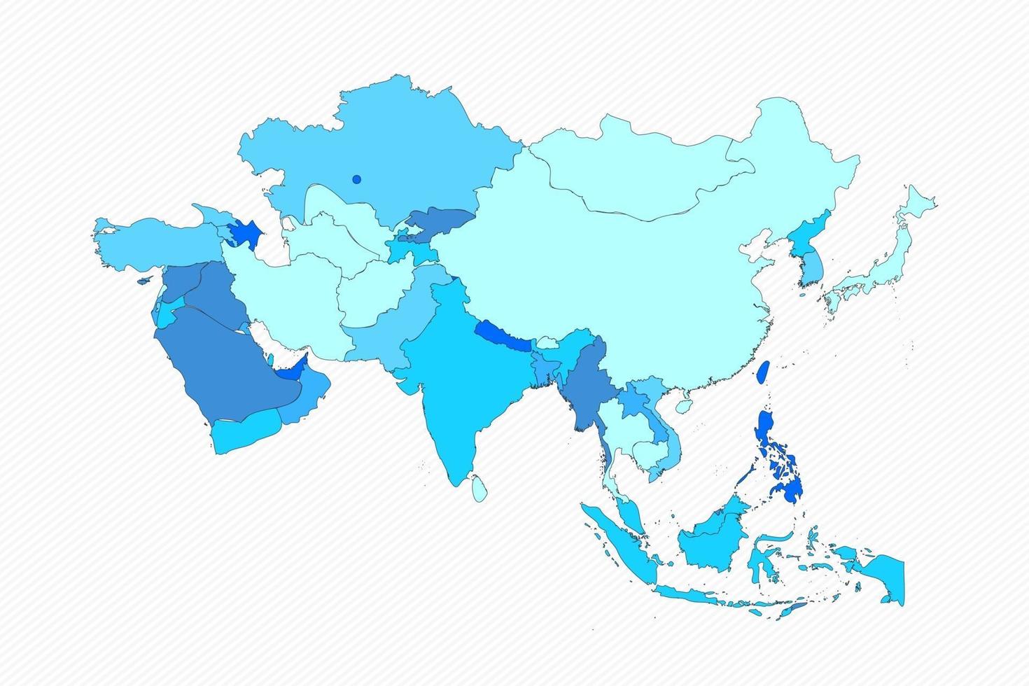 Asien geteilte Karte mit Ländern vektor