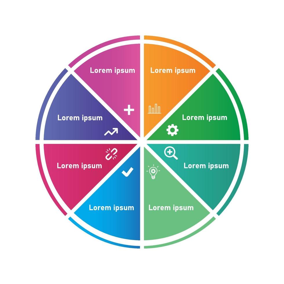 färgstark cirkel uppdelad i åtta delar vektor