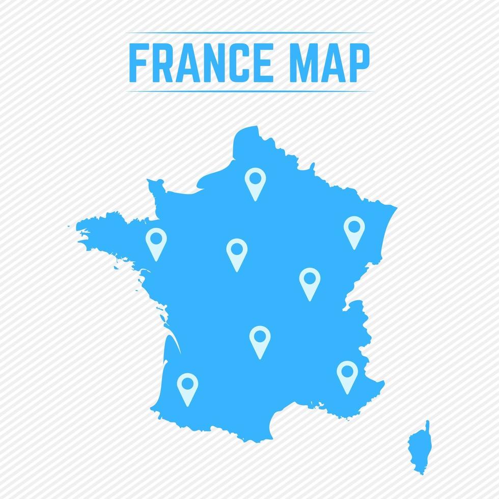 Frankreich einfache Karte mit Kartensymbolen vektor