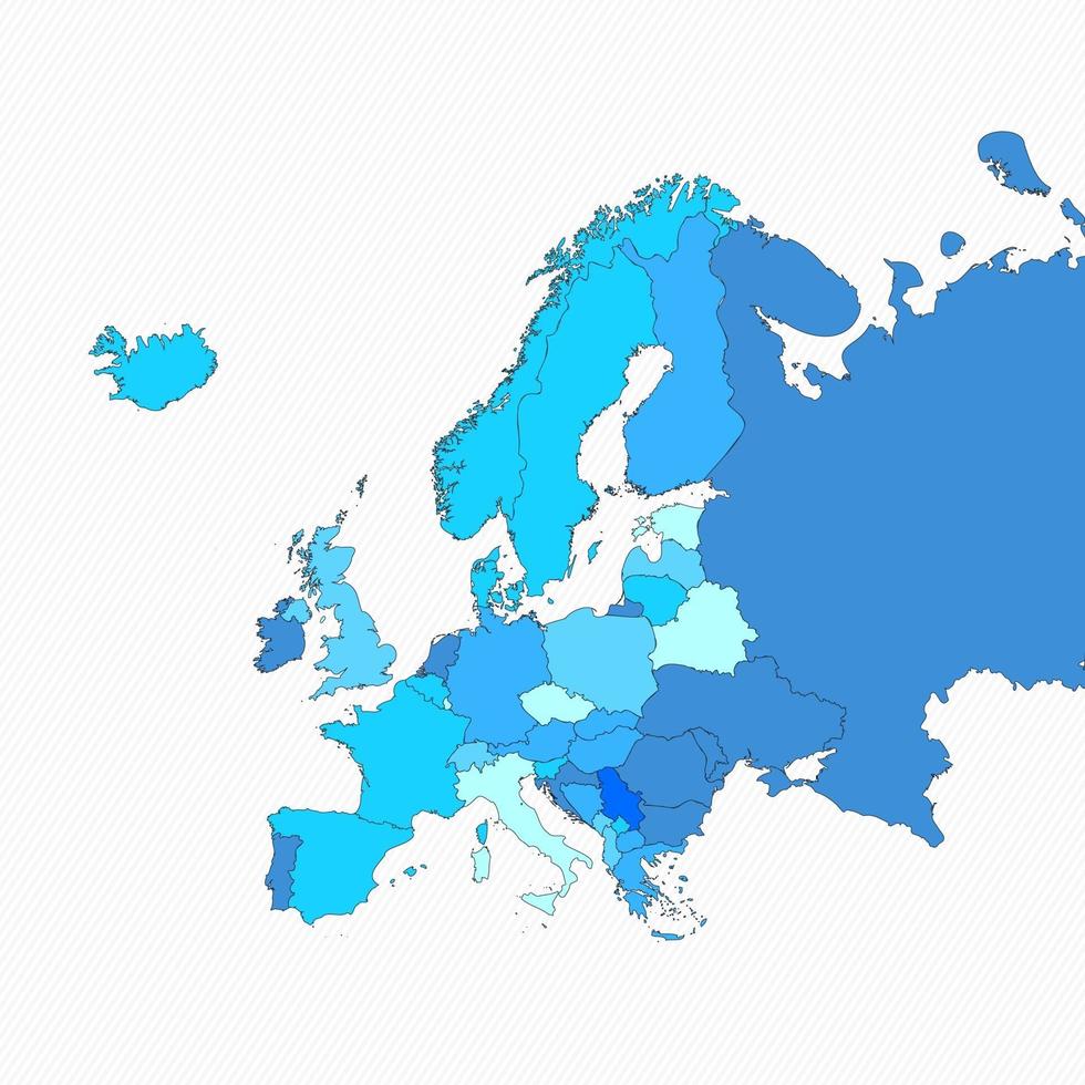 Europa uppdelad karta med länder vektor