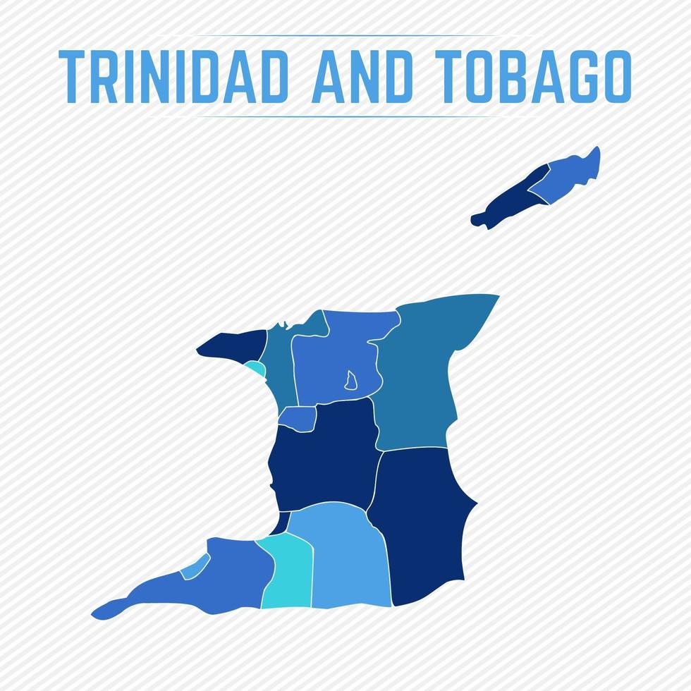 trinidad och tobago detaljerad karta med stater vektor