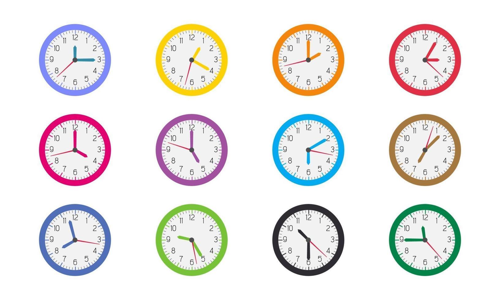 olika ikoner för klocktider vektor