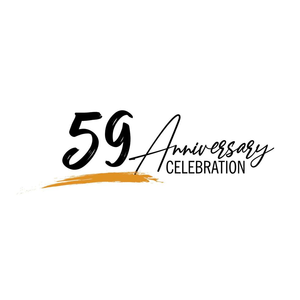 59 år årsdag firande logotyp design med svart Färg isolerat font och gul Färg på vit bakgrund vektor