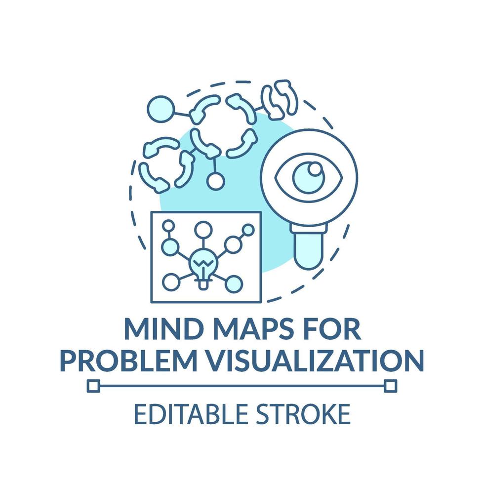 Mind Maps für die Problemvisualisierung blaues Konzeptsymbol vektor