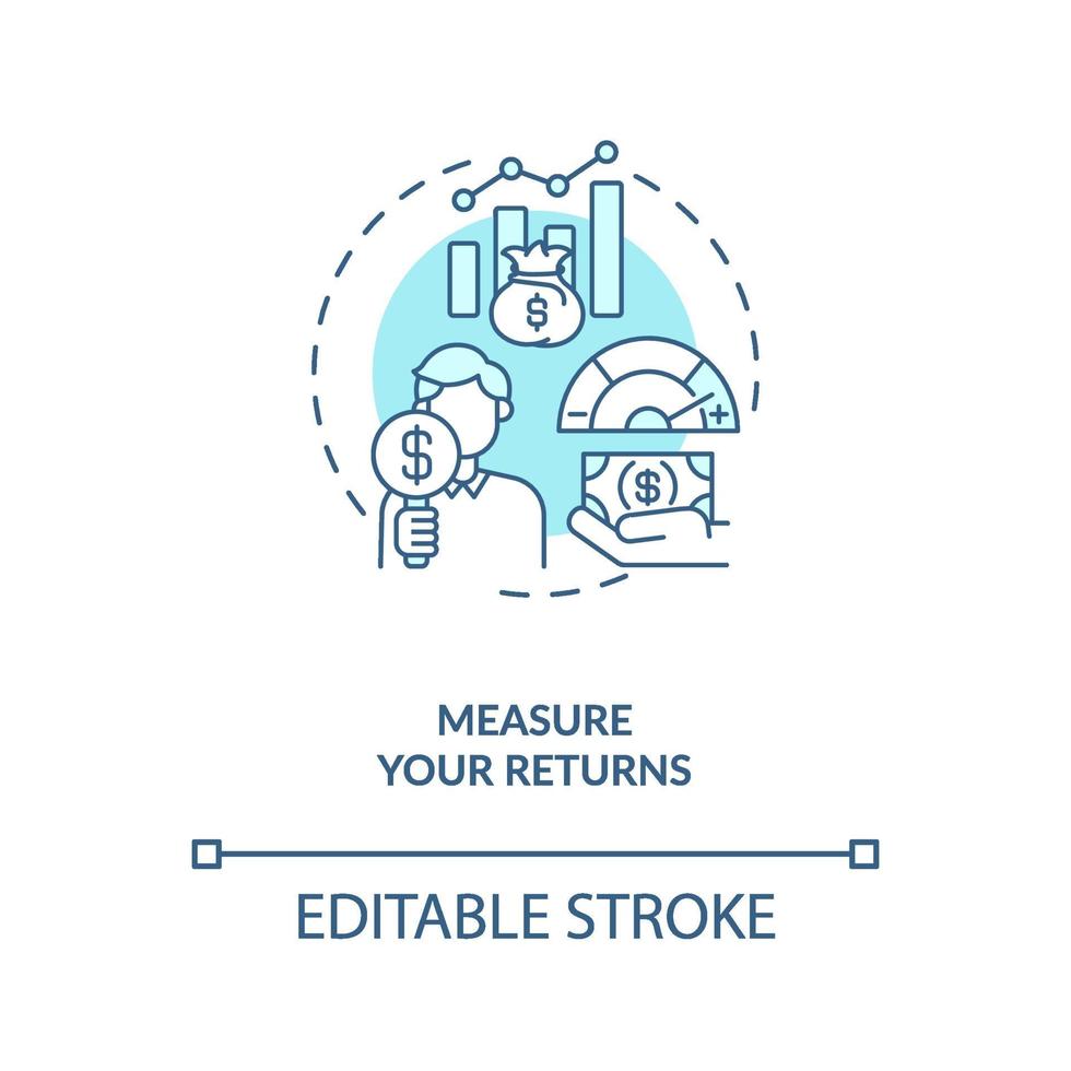 Symbol für das Messen des Renditekonzepts vektor