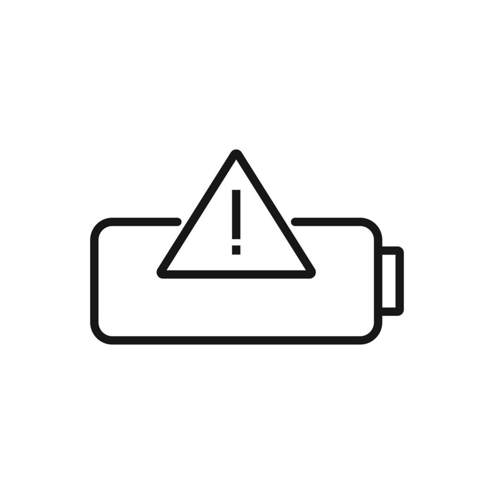 editierbar Symbol von Batterie Warnung, Vektor Illustration isoliert auf Weiß Hintergrund. mit zum Präsentation, Webseite oder Handy, Mobiltelefon App