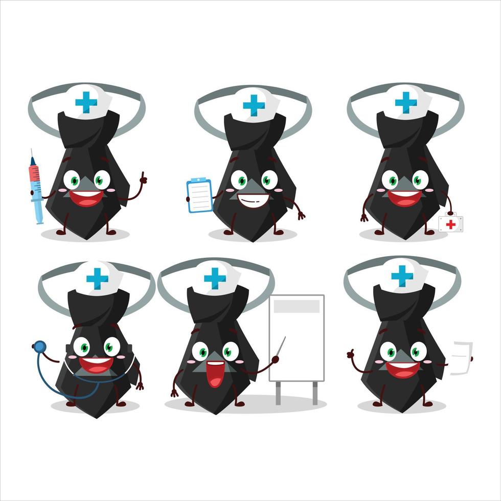 Arzt Beruf Emoticon mit schwarz Krawatte Karikatur Charakter vektor