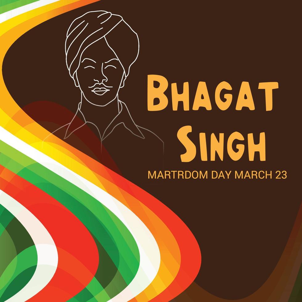 vektor illustration av en bakgrund för indisk martyrs dag med frihet kämpe bhagat singh.