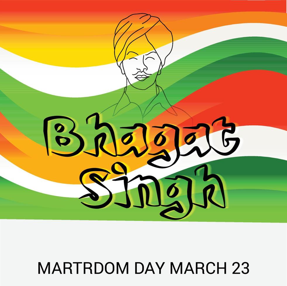 vektor illustration av en bakgrund för indisk martyrs dag med frihet kämpe bhagat singh.