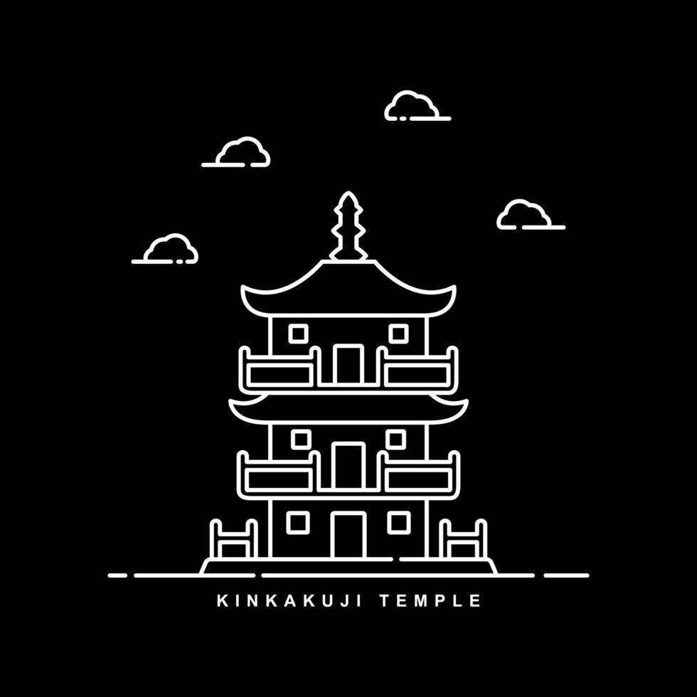 kinkakuji tempel illustration. japan landmärke byggnad. översikt ikon vektor design