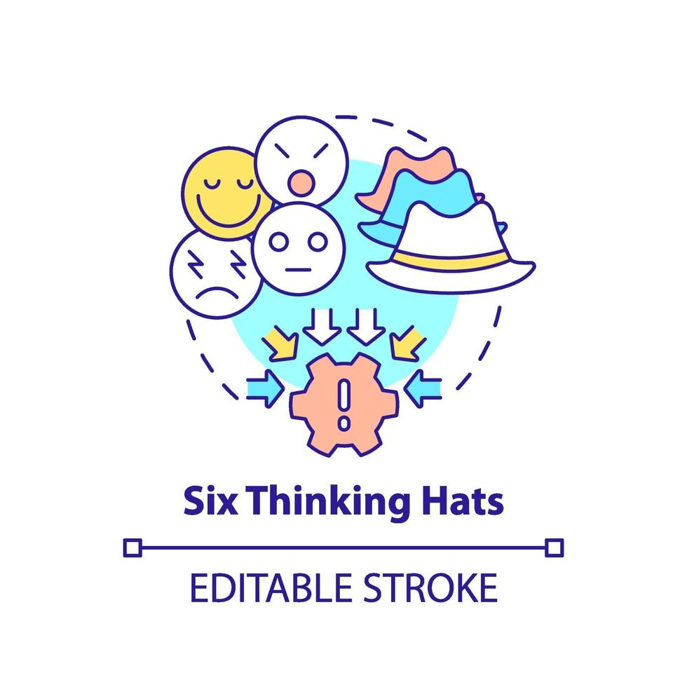 Konzept-Ikone der sechs denkenden Hüte vektor