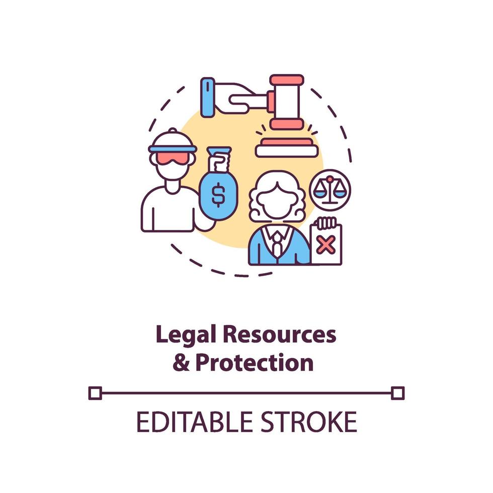 juridiska resurser och skydd koncept ikon vektor