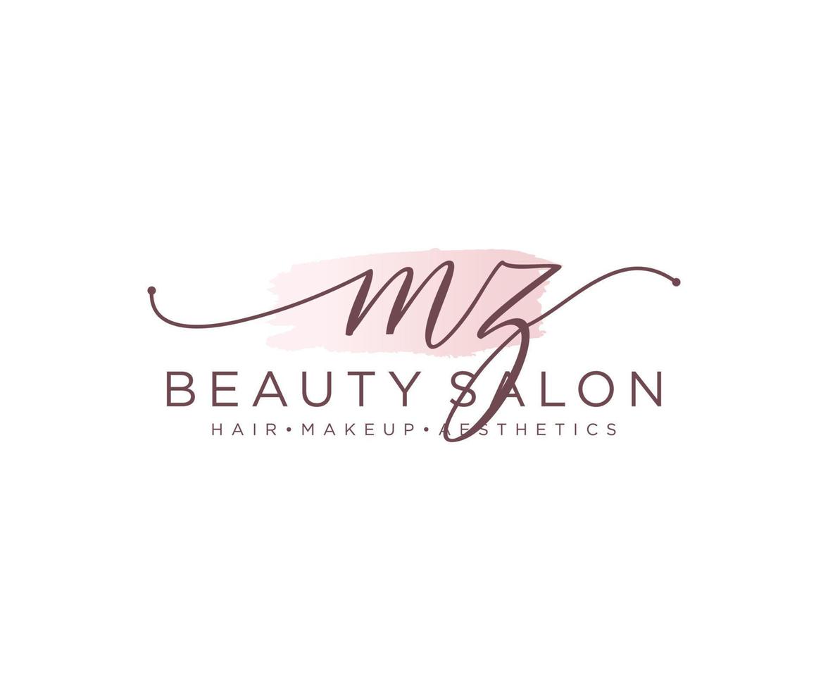 första mz feminin logotyp samlingar mall. handstil logotyp av första signatur, bröllop, mode, smycken, boutique, blommig och botanisk med kreativ mall för några företag eller företag. vektor