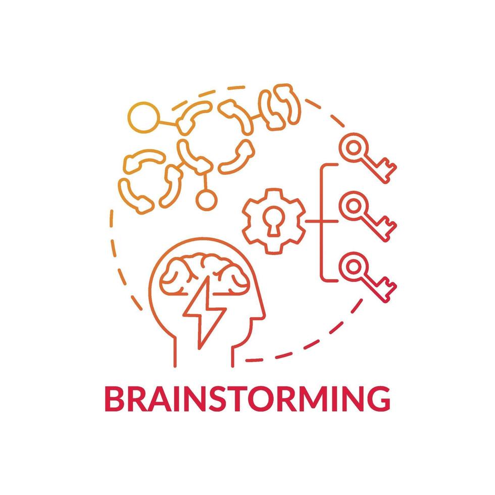 Brainstorming-Symbol für das rote Farbverlaufskonzept vektor