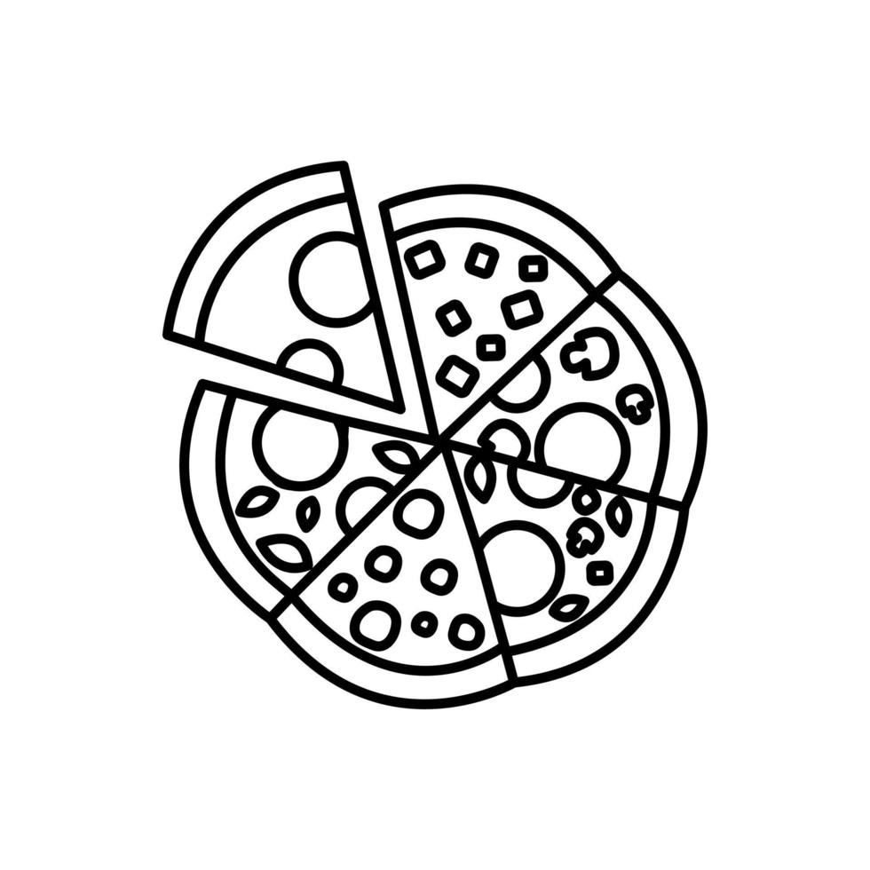 pizza ikon vektor. pizzeria illustration tecken. snabb mat symbol. mat logotyp. vektor