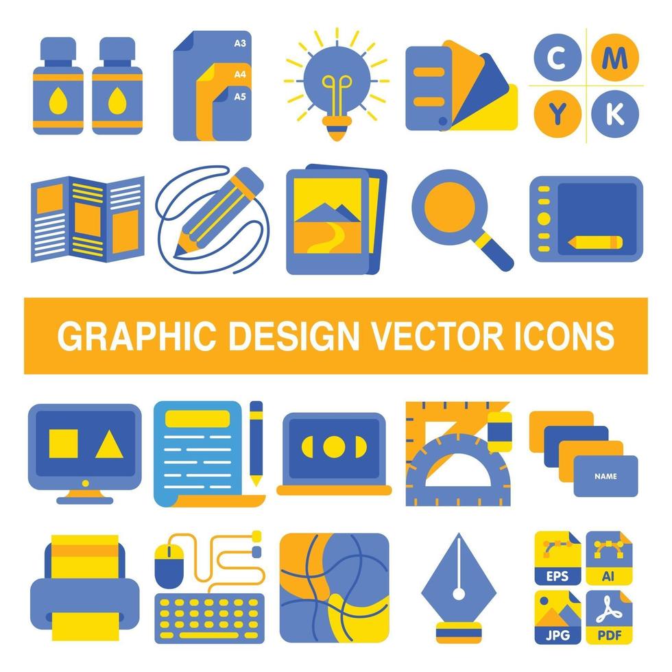 Grafikdesign-Vektorikonen im flachen Designstil. vektor