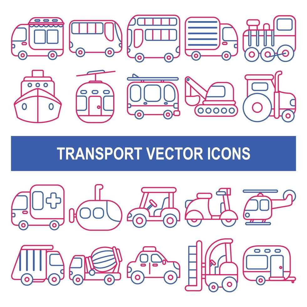 Transportvektorikonen im Entwurfsentwurfsstil. vektor