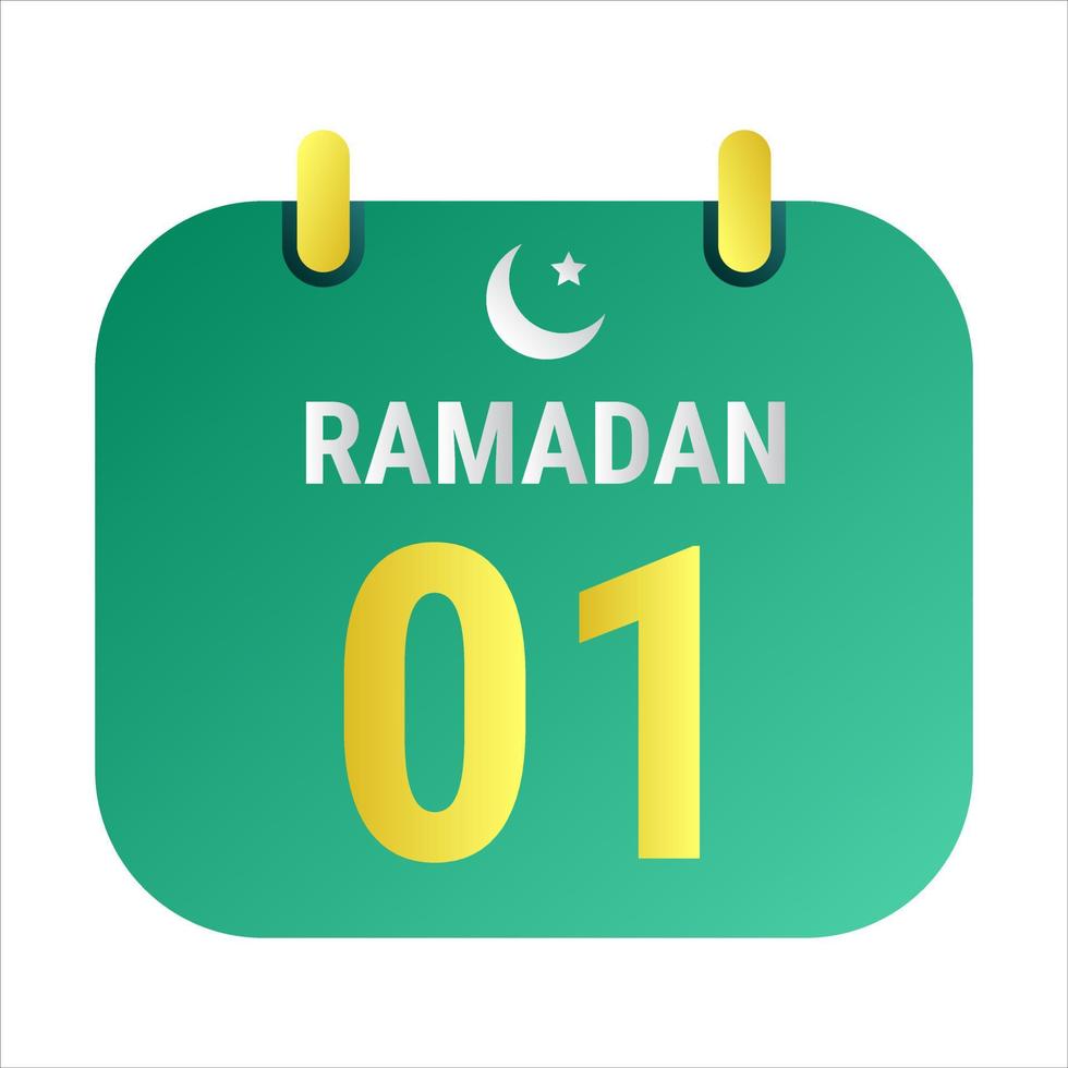 Countdown zu 1 Ramadan feiern mit Weiß und golden Halbmond Monde. und Englisch Ramadan Text. vektor